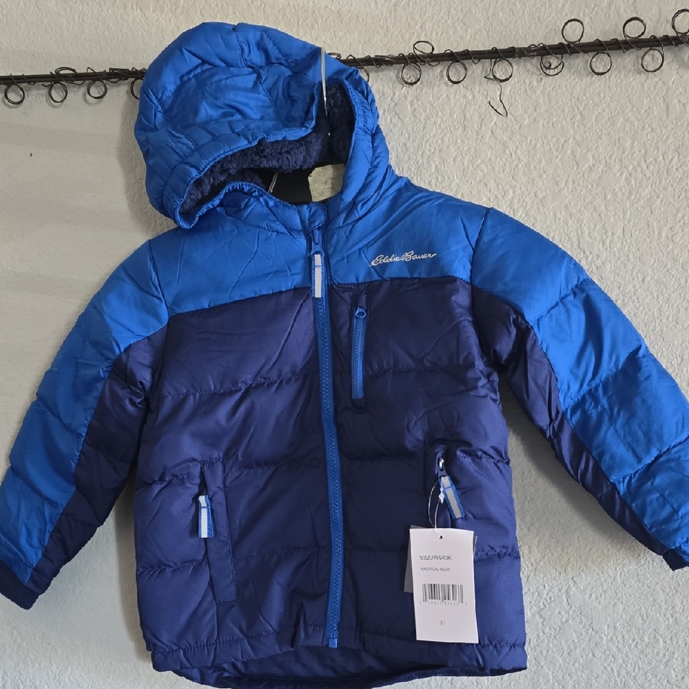 Eddie Bauer Kids Two-Tone Blue Puffer Jacket(NAUTICA BLUE)